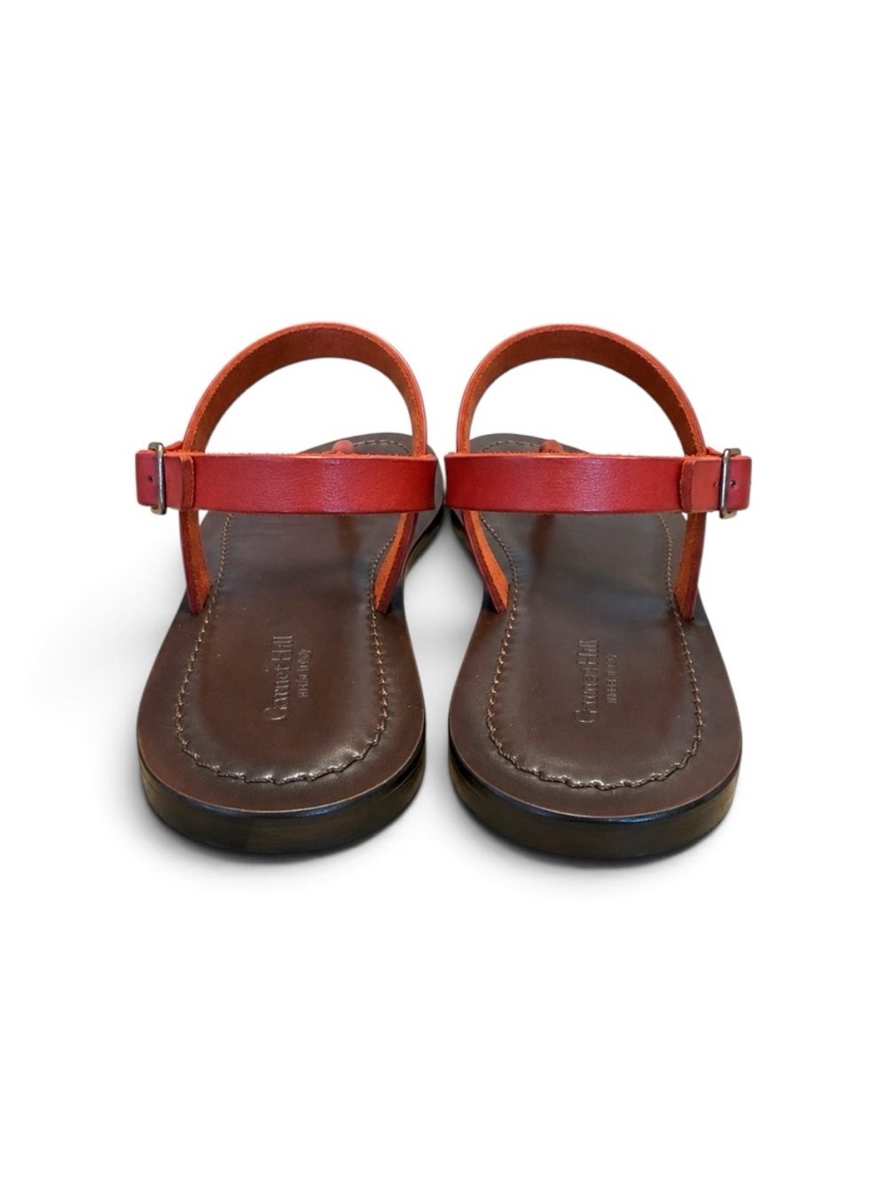 Garnet Hill Red Leather T-Bar Sandals - Picture 3 of 6